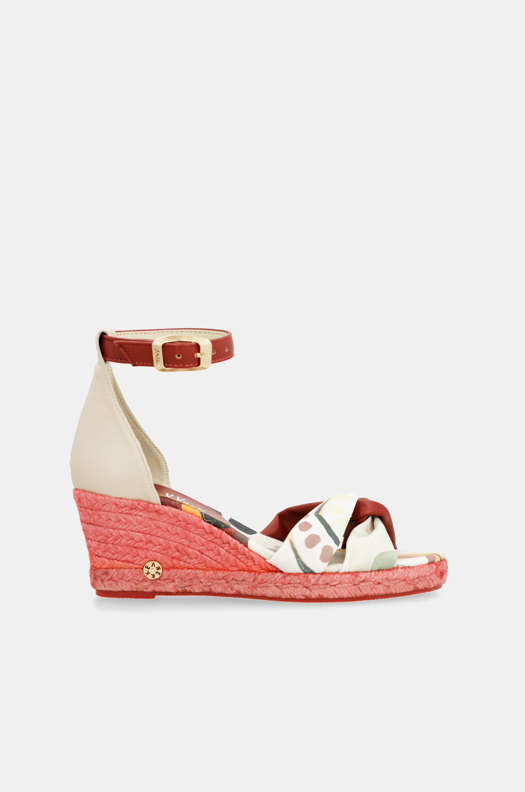Sandalias de cuña yute rojas Alma