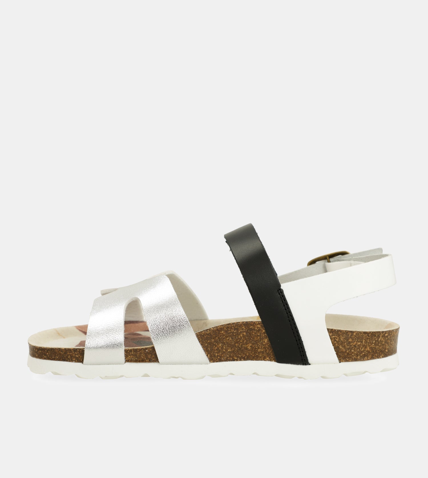 Sandalias plata y negras