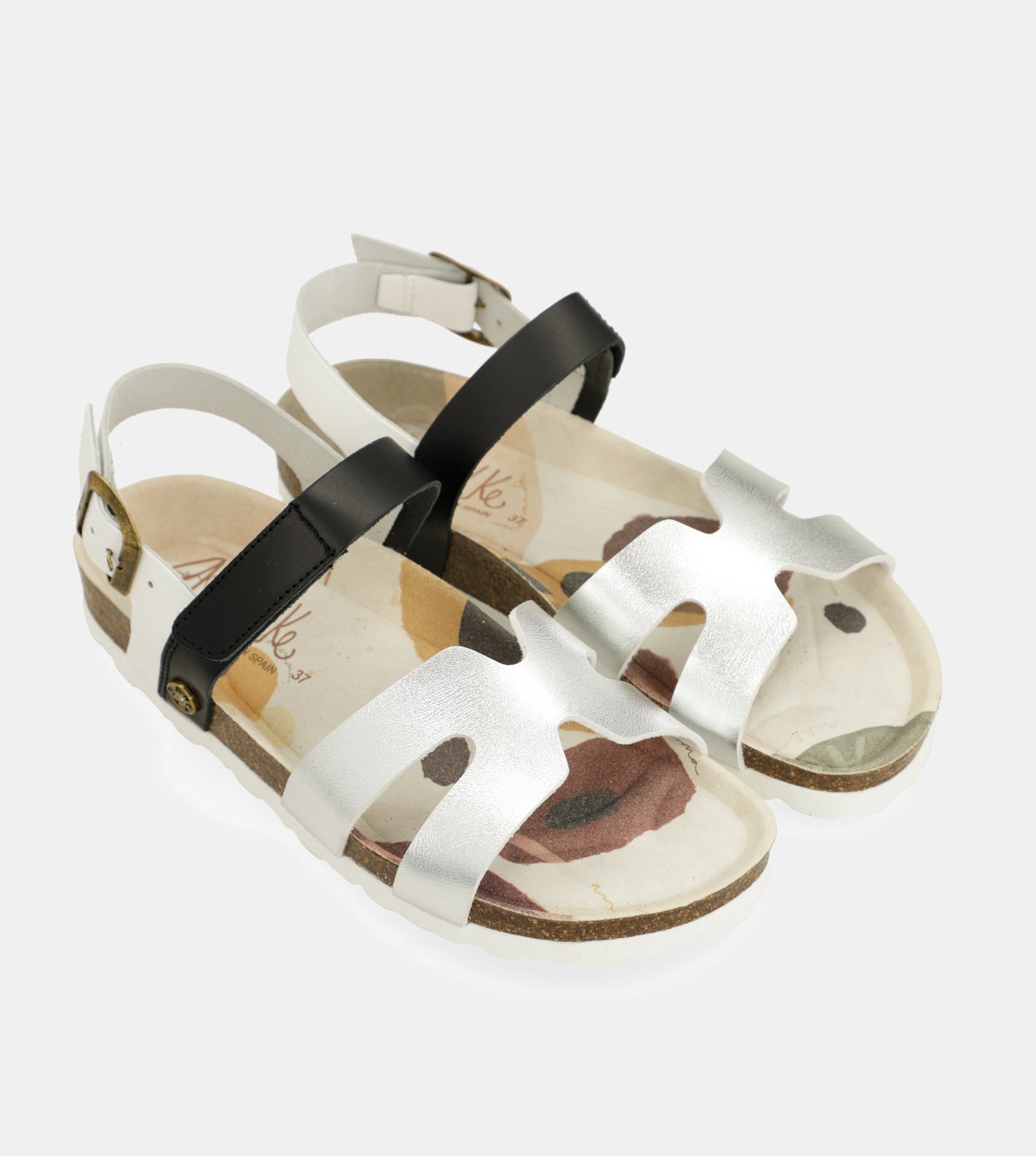 Sandalias plata y negras