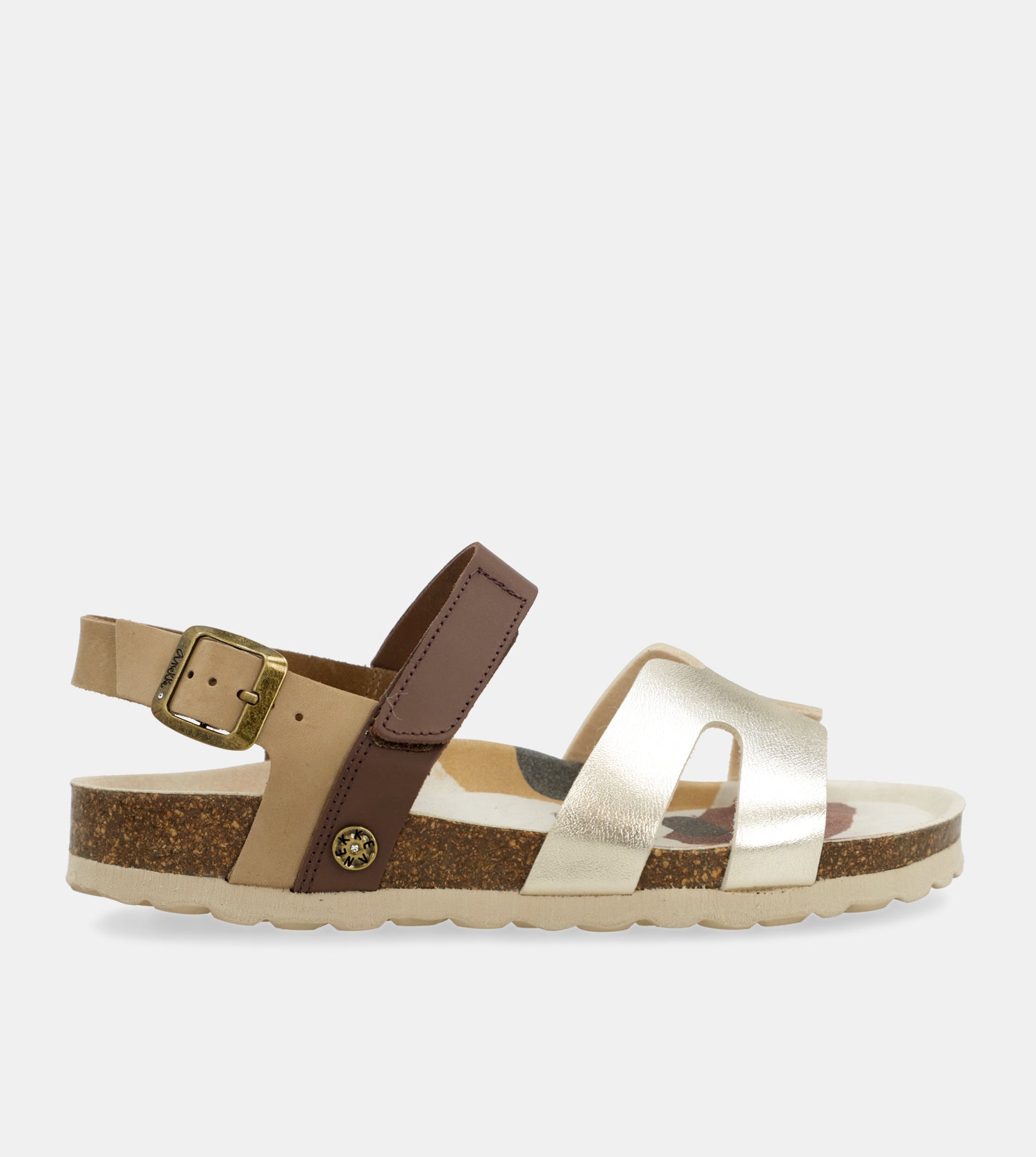 Sandalias oro y marrón