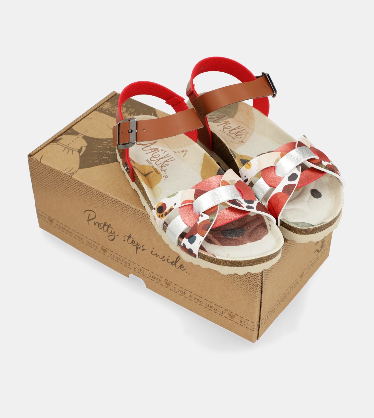 Sandalias tiras rojas Alma
