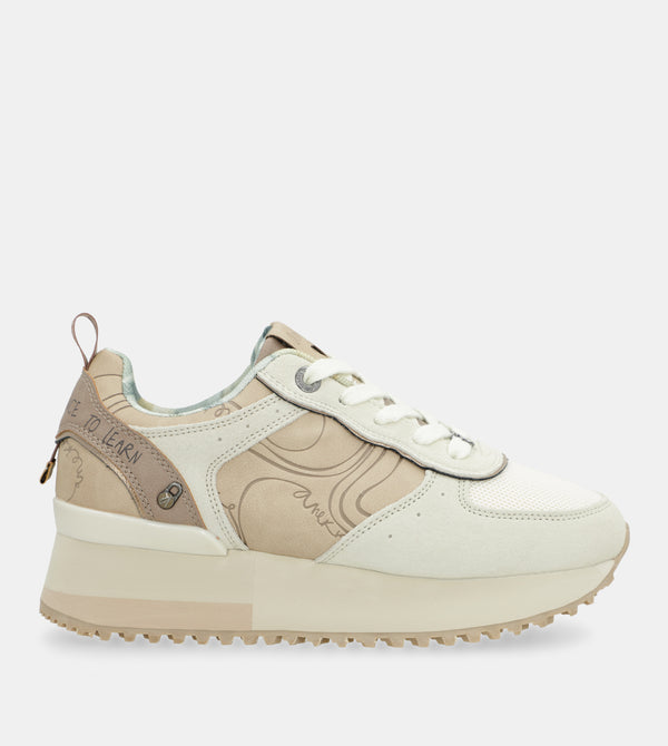 Deportivos plataforma beige