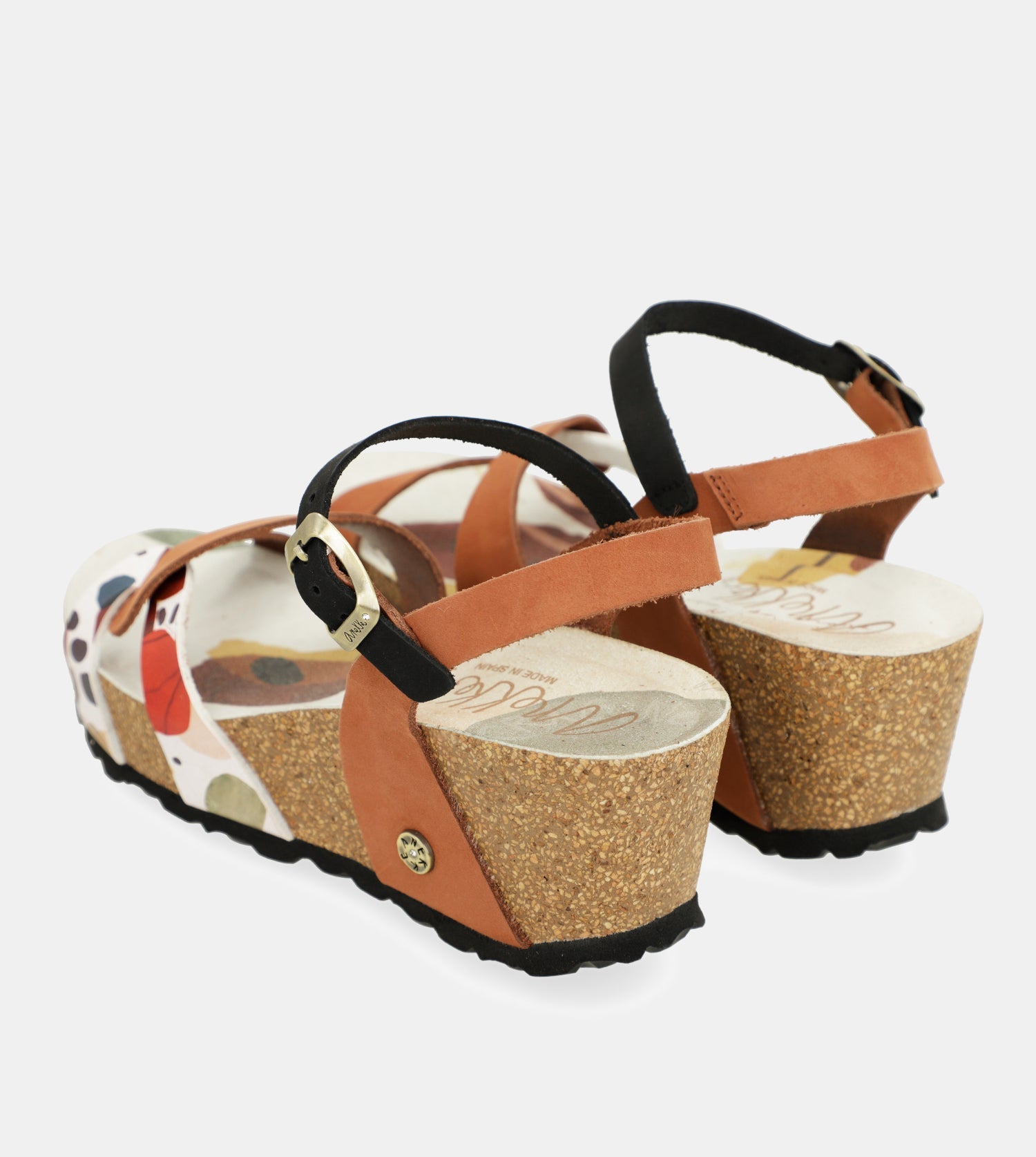 Sandalias cuña bio tiras cuero