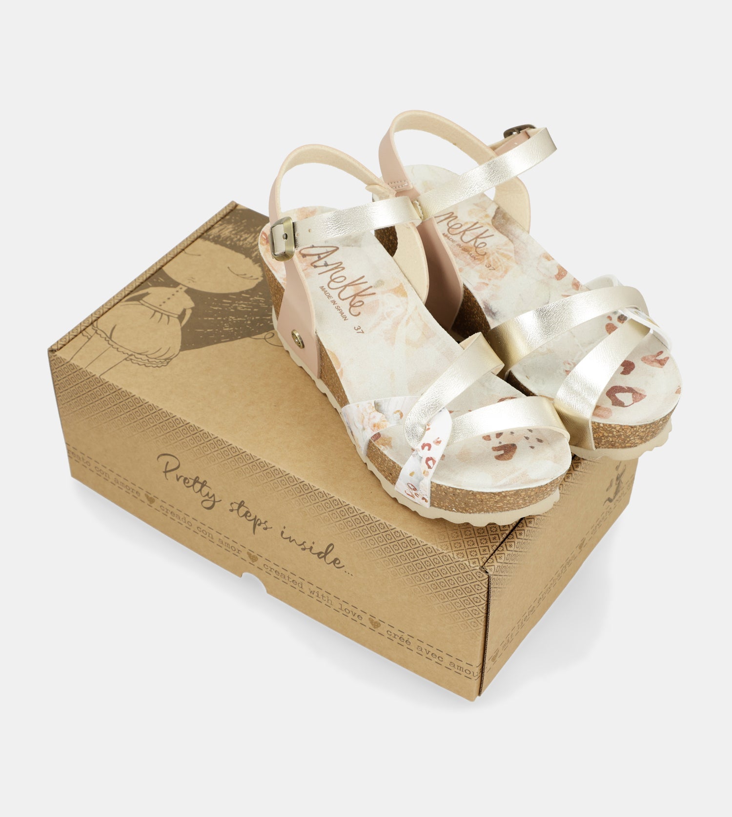 Sandalias de cuña bio tiras blancas