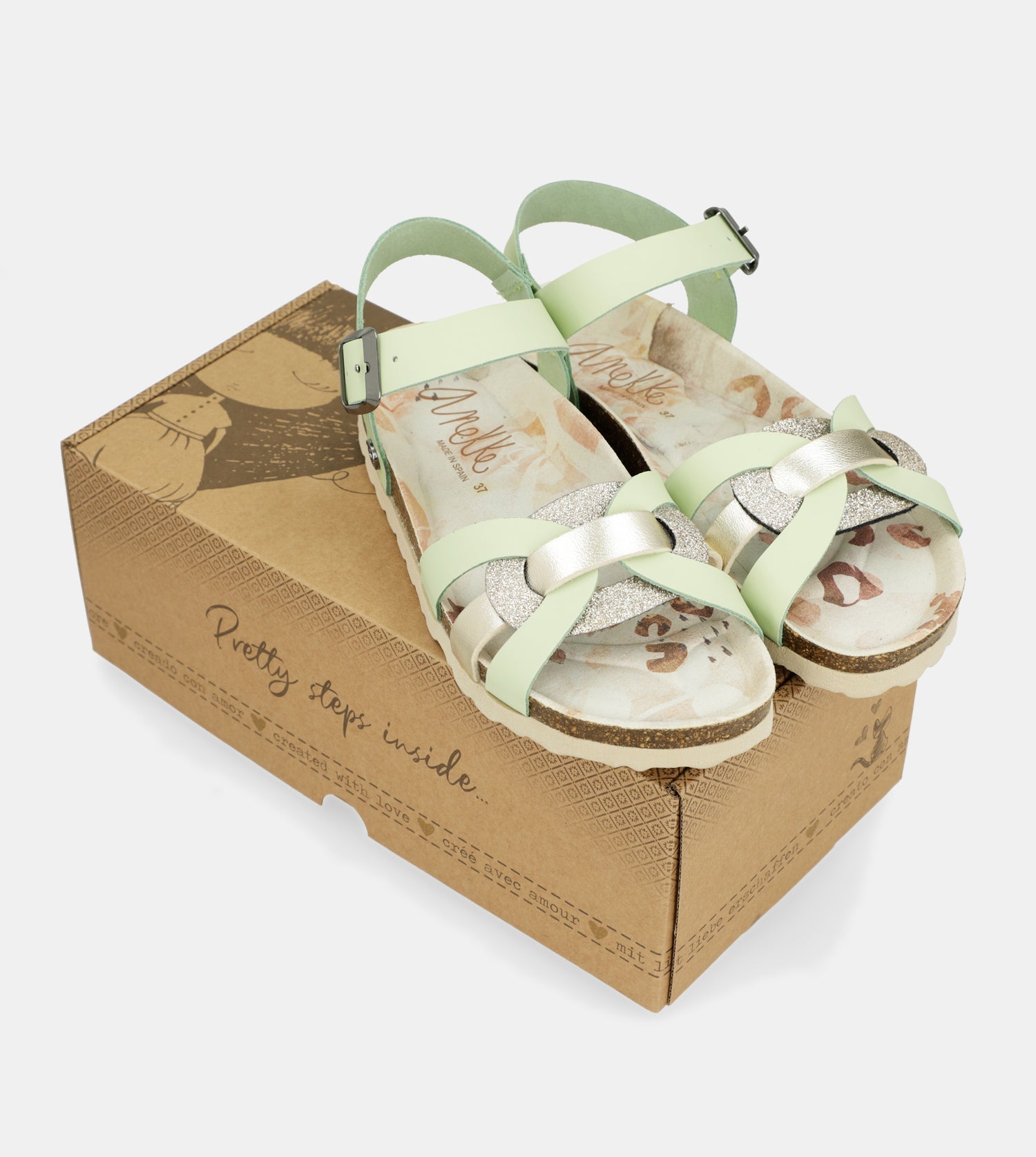 Sandalias tiras verde Memories