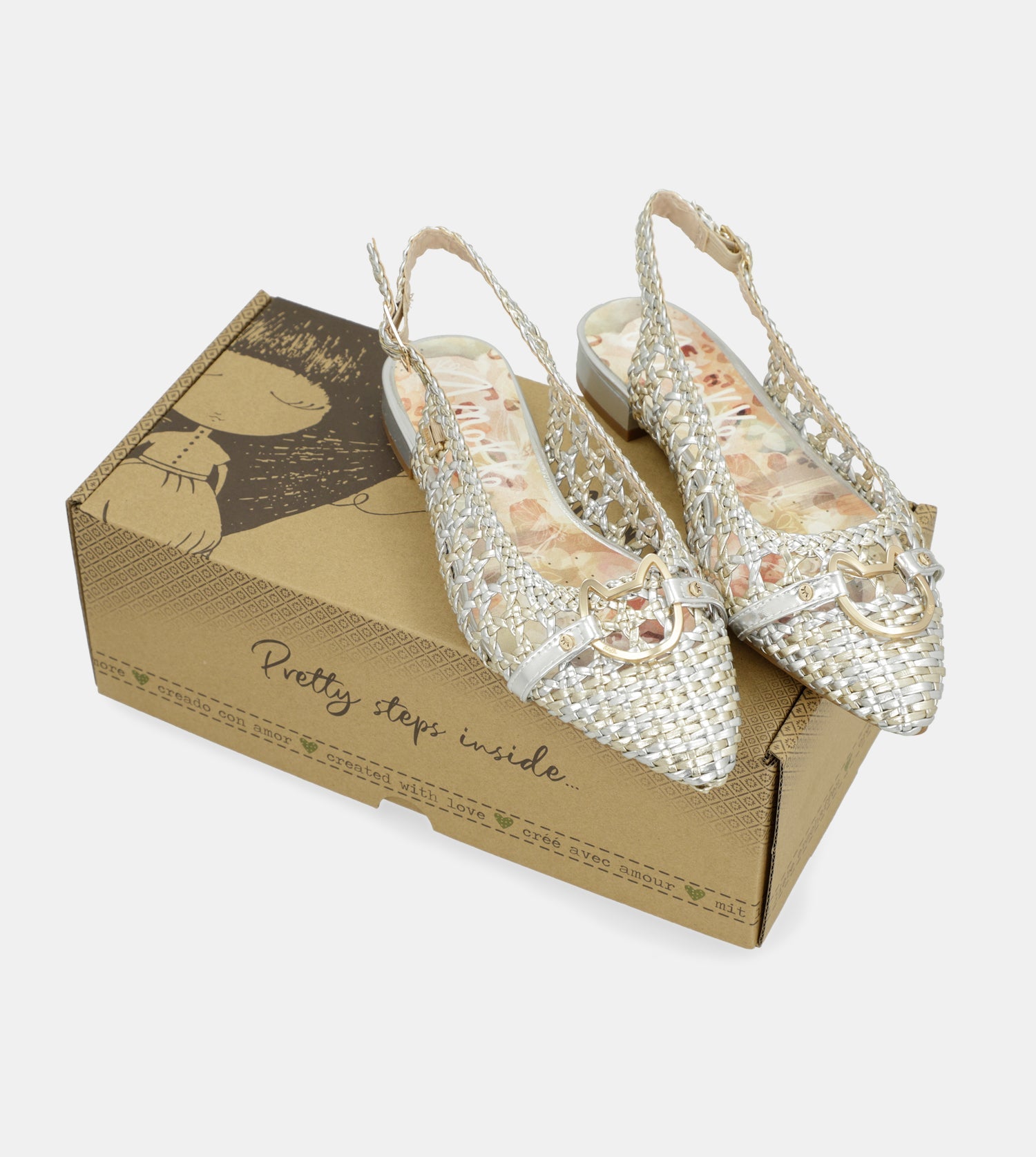 Bailarinas destalonadas oro y plata