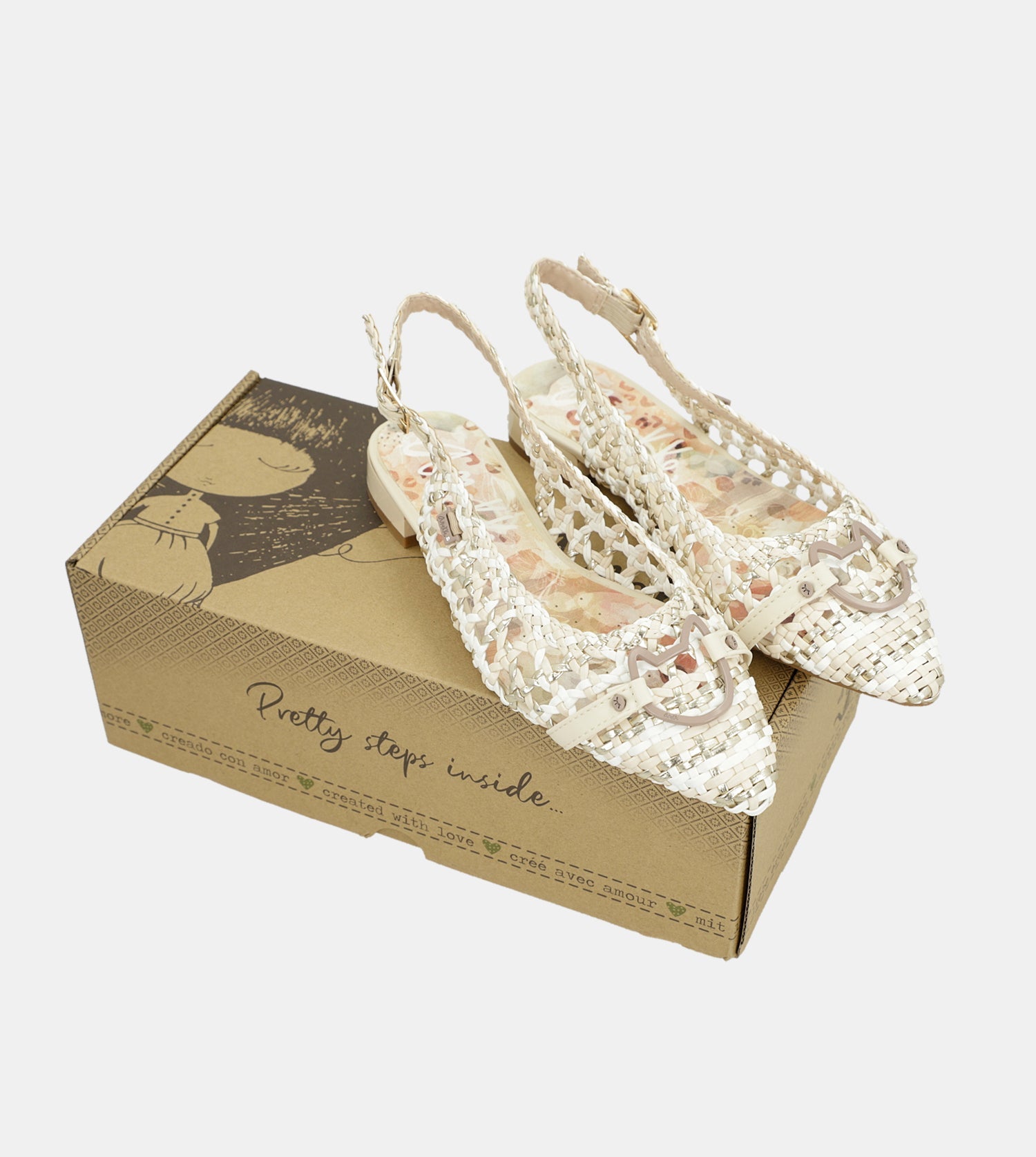 Bailarinas destalonadas blanco y rosa