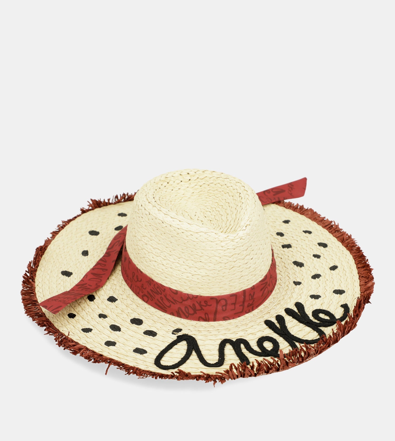 Sombrero de rafia lunares