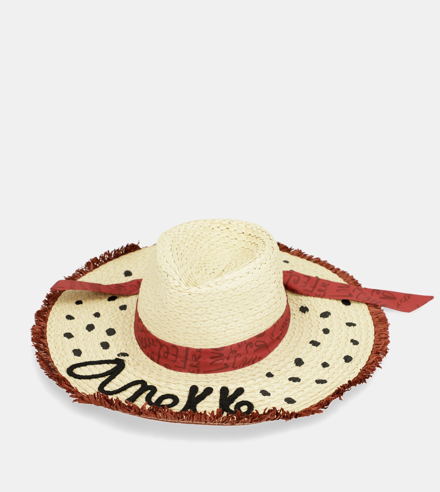 Sombrero de rafia lunares