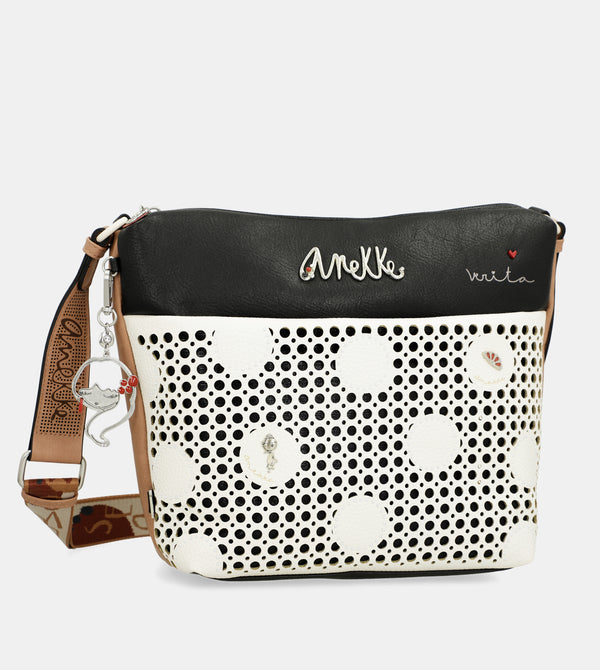 Bandolera grande con bolsillo frontal Lunares