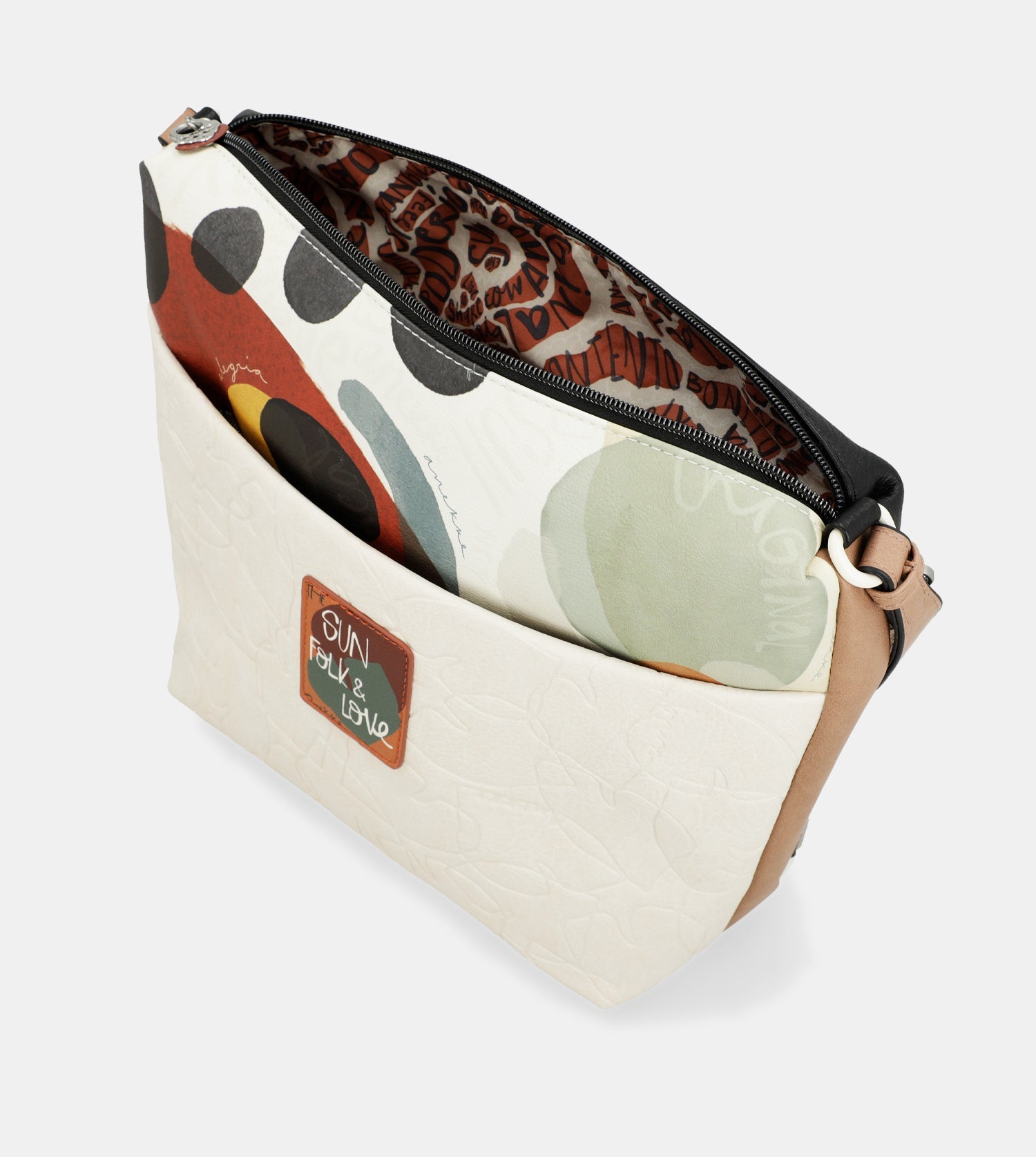Bandolera grande con bolsillo frontal Lunares