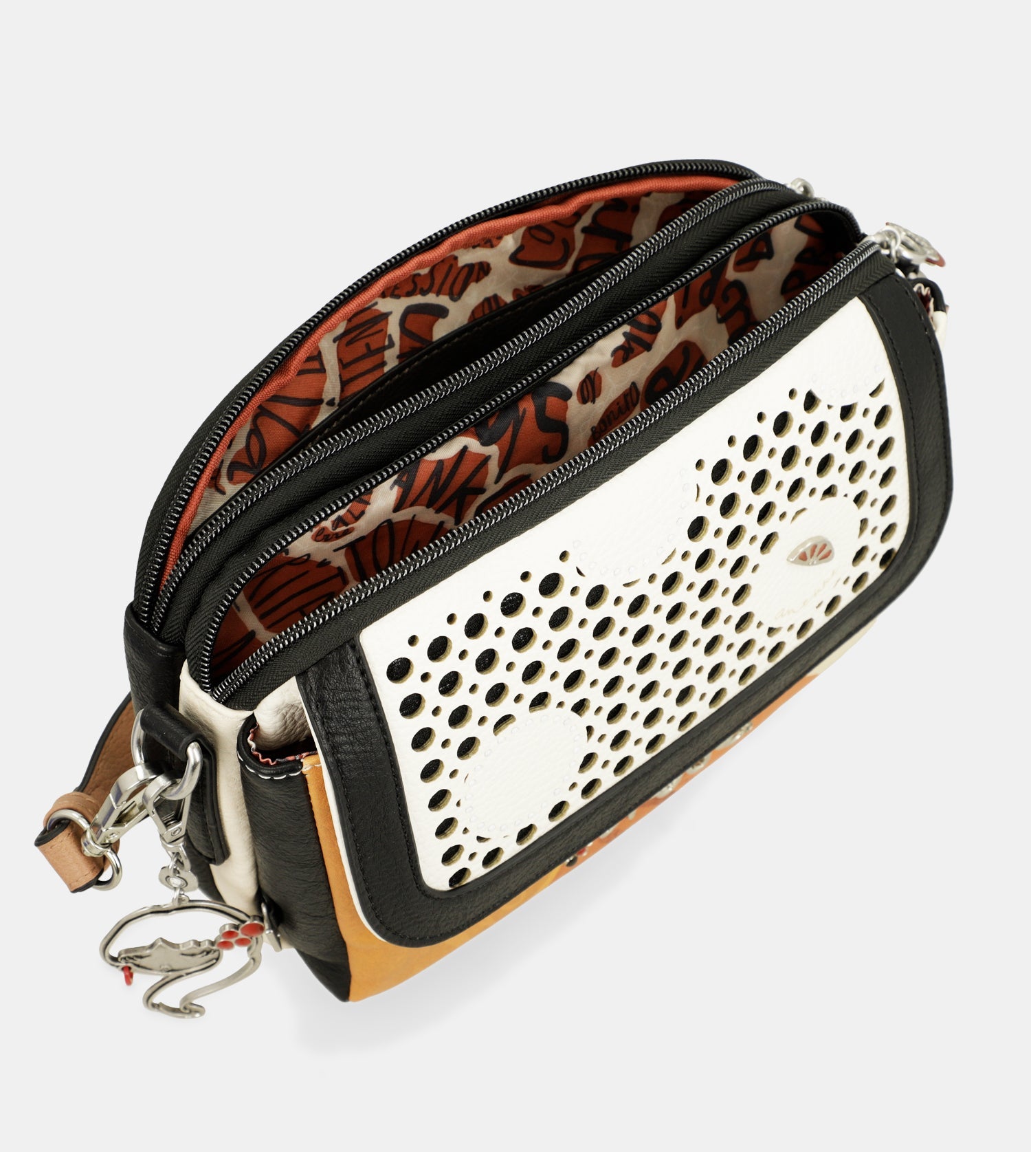 Bandolera de solapa ovalada Lunares