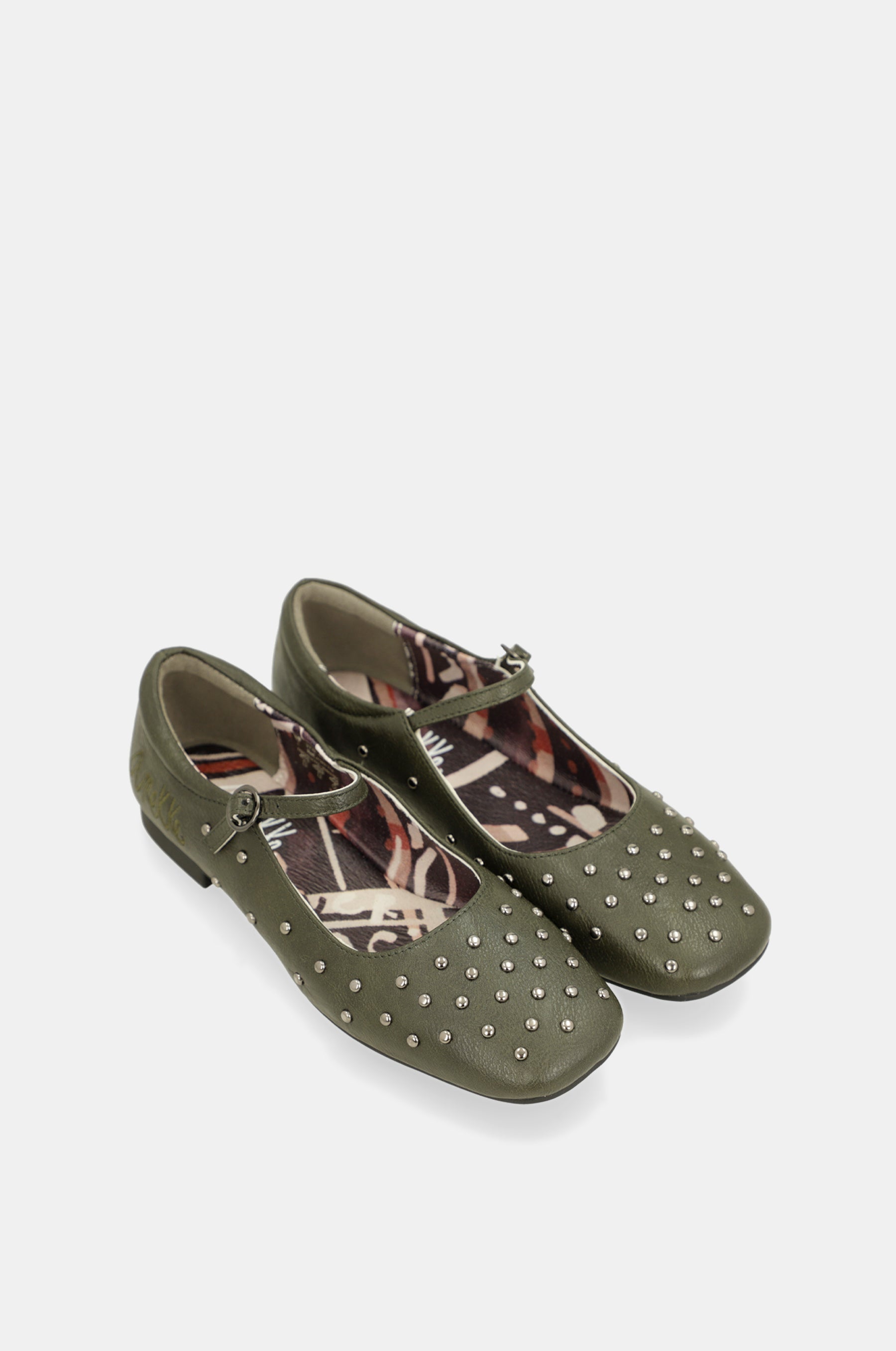 Bailarinas tachuelas verde kaki