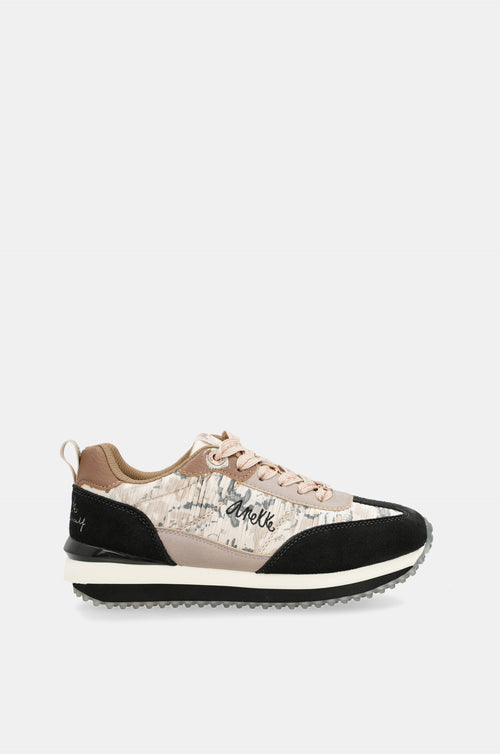 Deportivos negros y dorados suela multicolor