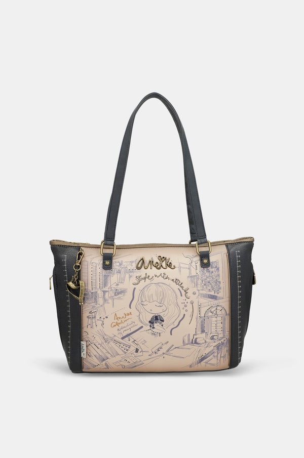 Bolso shopper con bandolera Studio