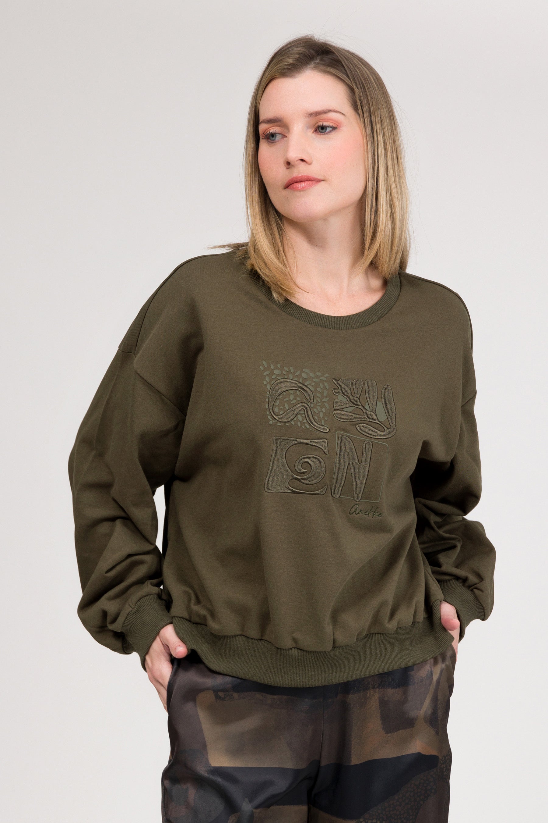 Sudadera de manga larga verde militar