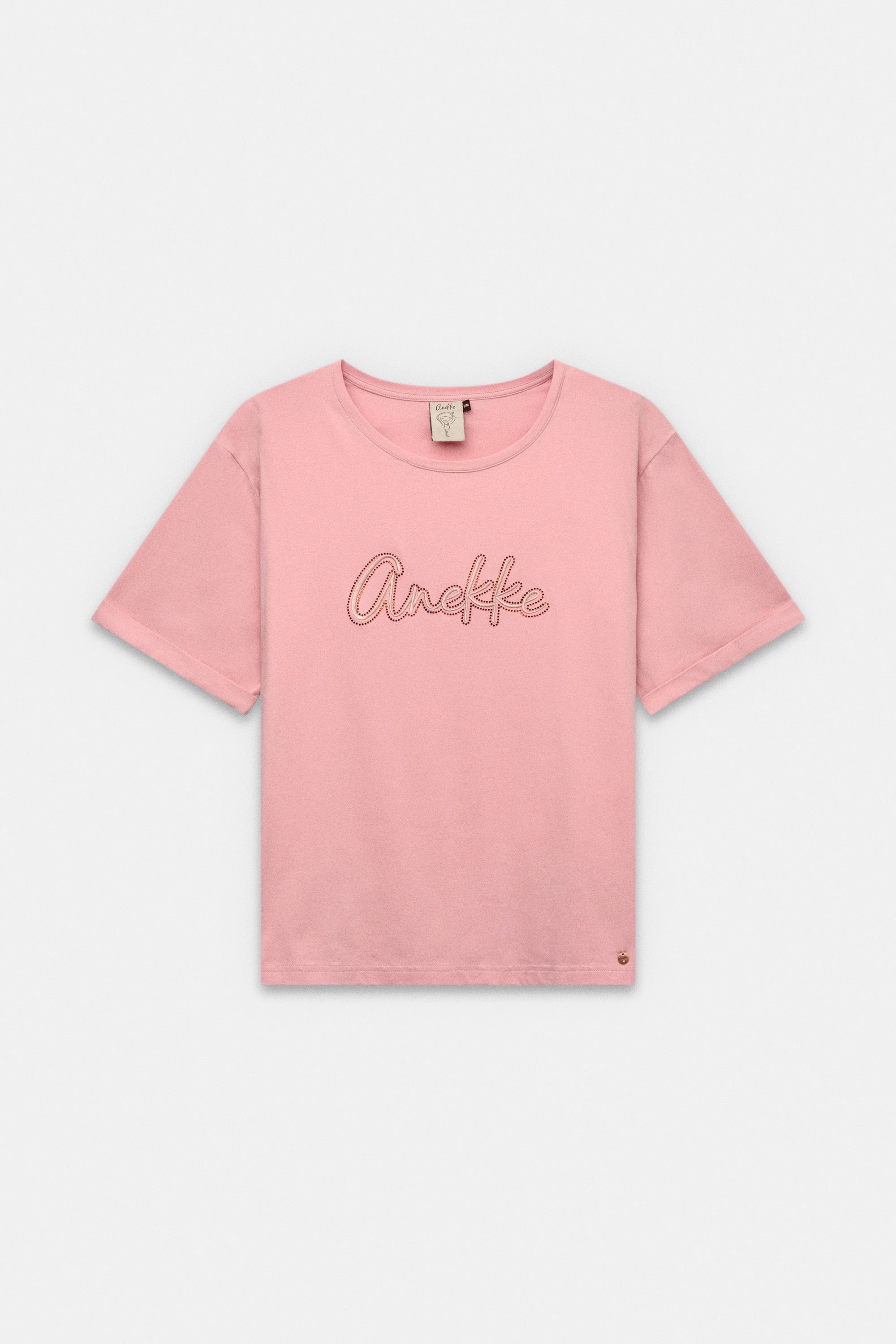 Camiseta de manga corta rosa con logo