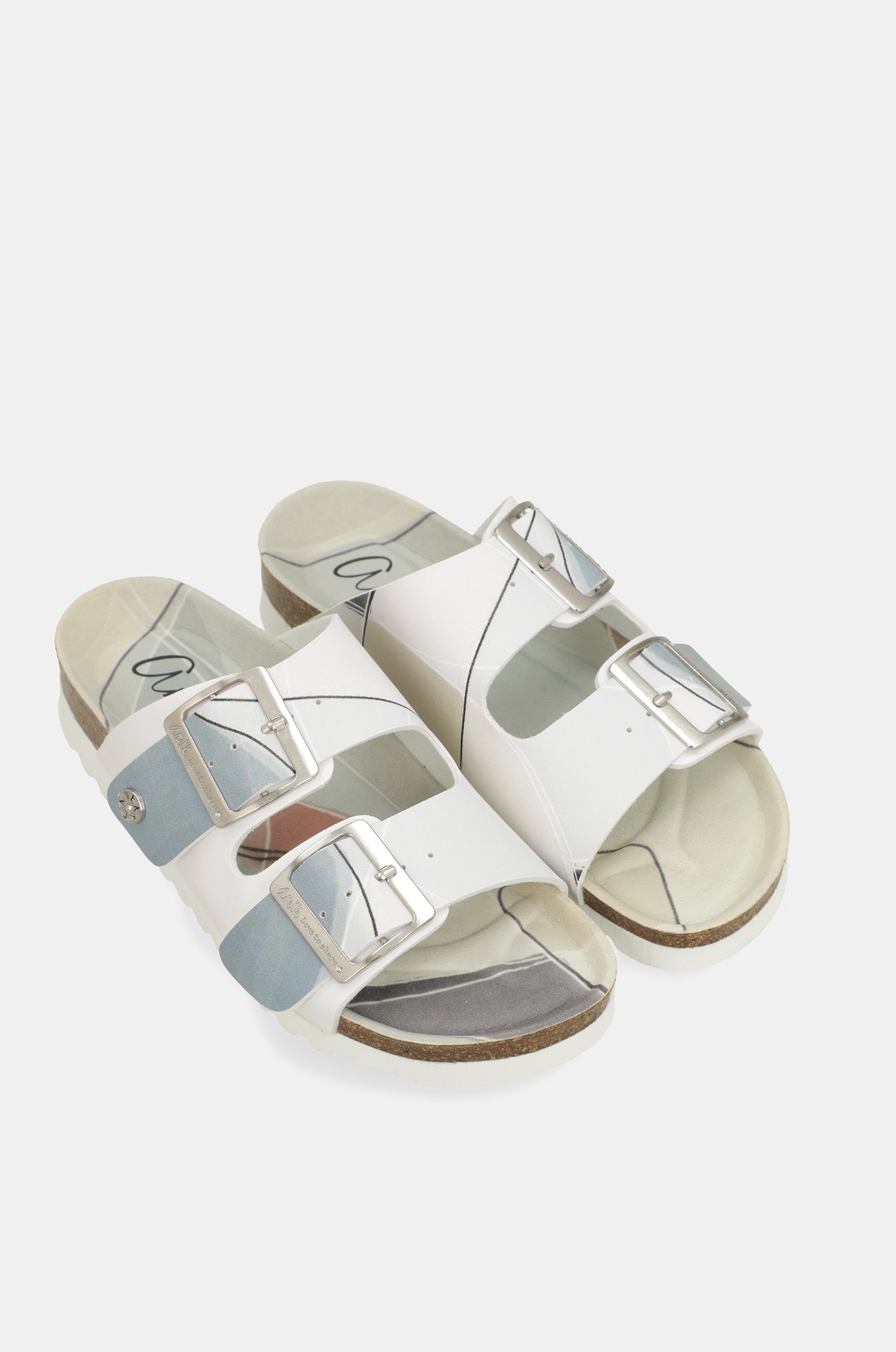 Sandalias bio azul y blancas