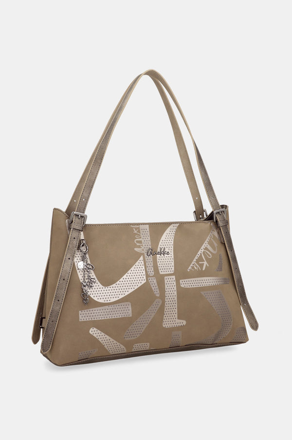 Bolso de hombro Taupe