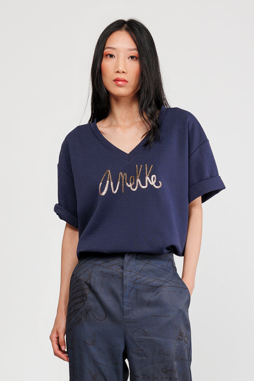 Camiseta manga corta azul con logo