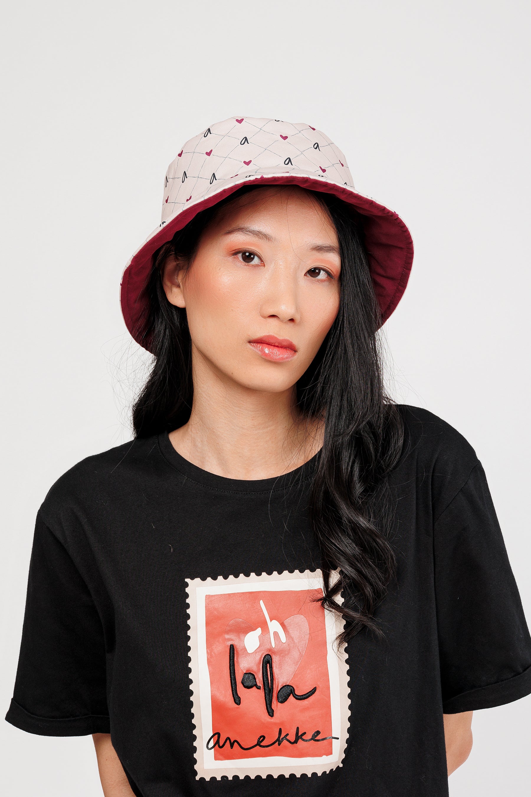 Gorro pescador reversible burdeos