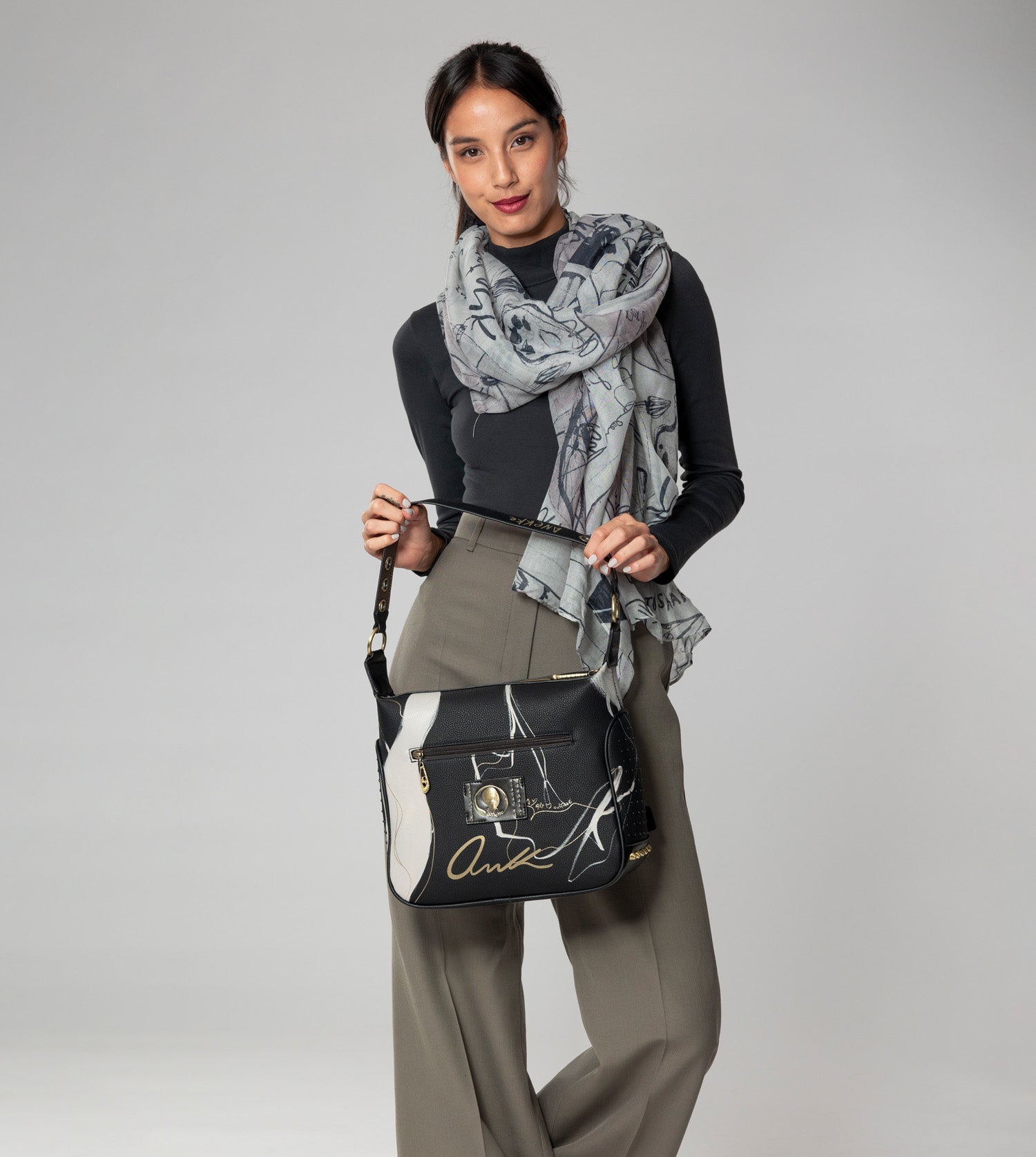 Bolso de hombro negro Nature Shodō