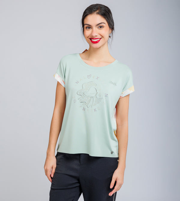 Camiseta manga corta verde Memories