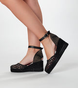 Sandalias de cuña negras Alma