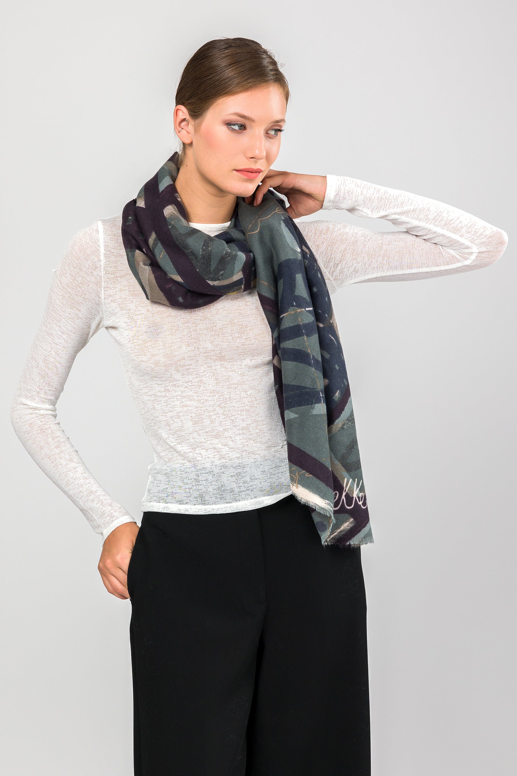 Pashmina azul estampada