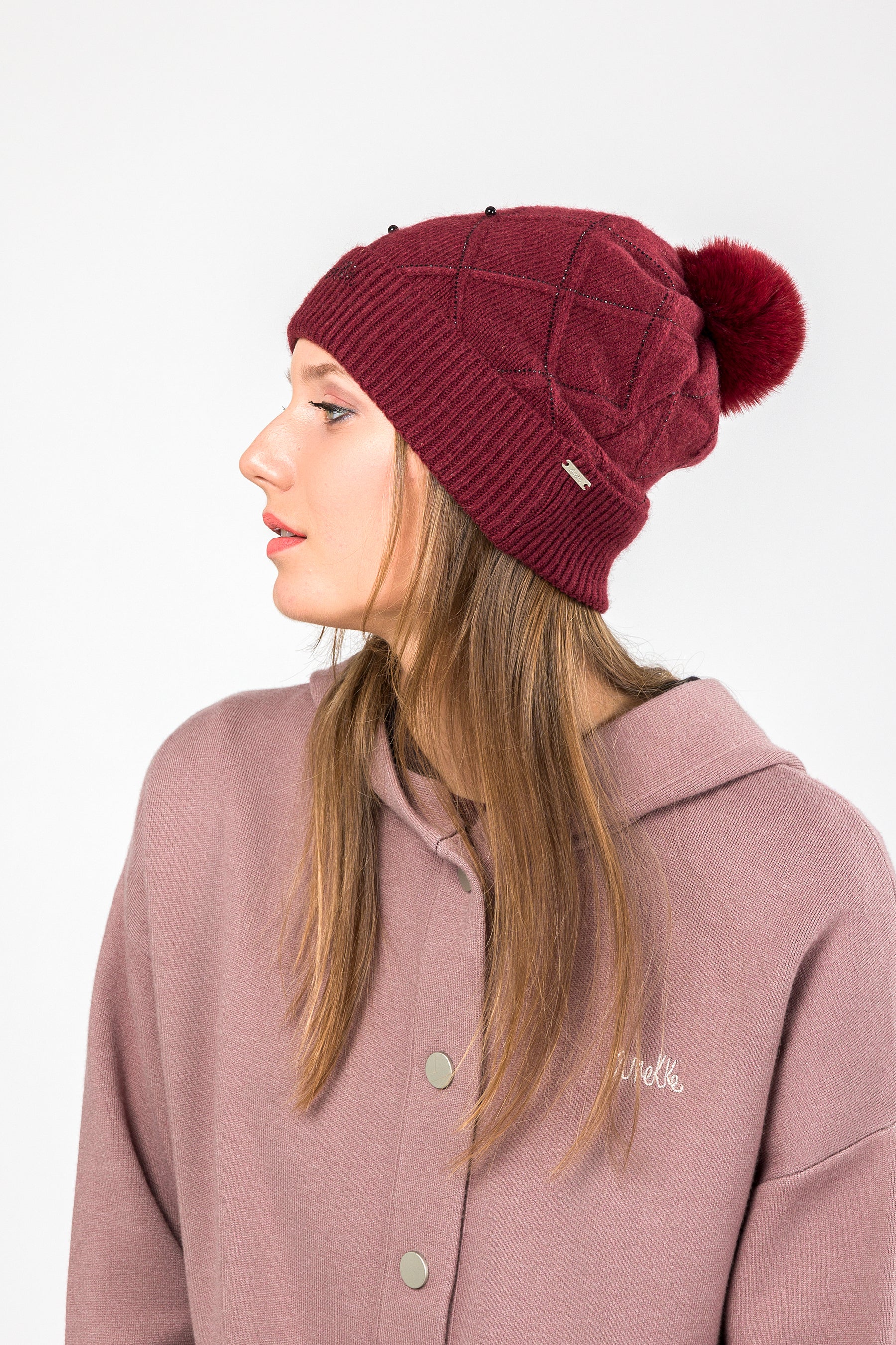 Gorro de punto burdeos
