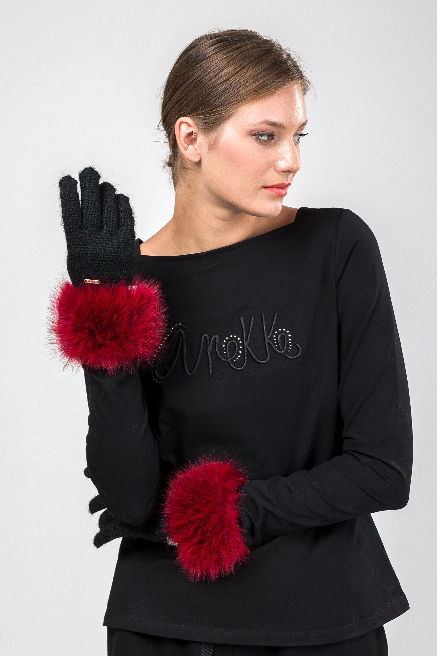 Guantes de punto combinados