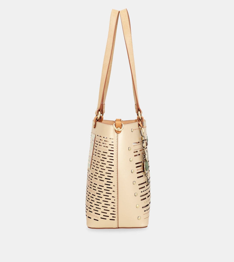 Bolso tote grande dorado Nature Pachamama