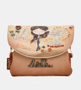 Monedero con solapa Peace & Love Camel