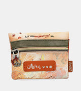 Monedero con solapa Peace & Love Camel