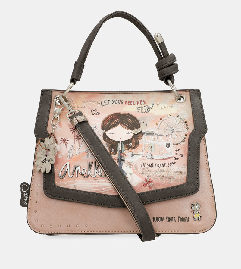 Bolso de solapa Peace & Love rosa