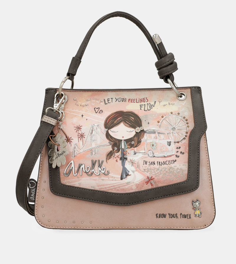 Bolso de solapa Peace & Love rosa