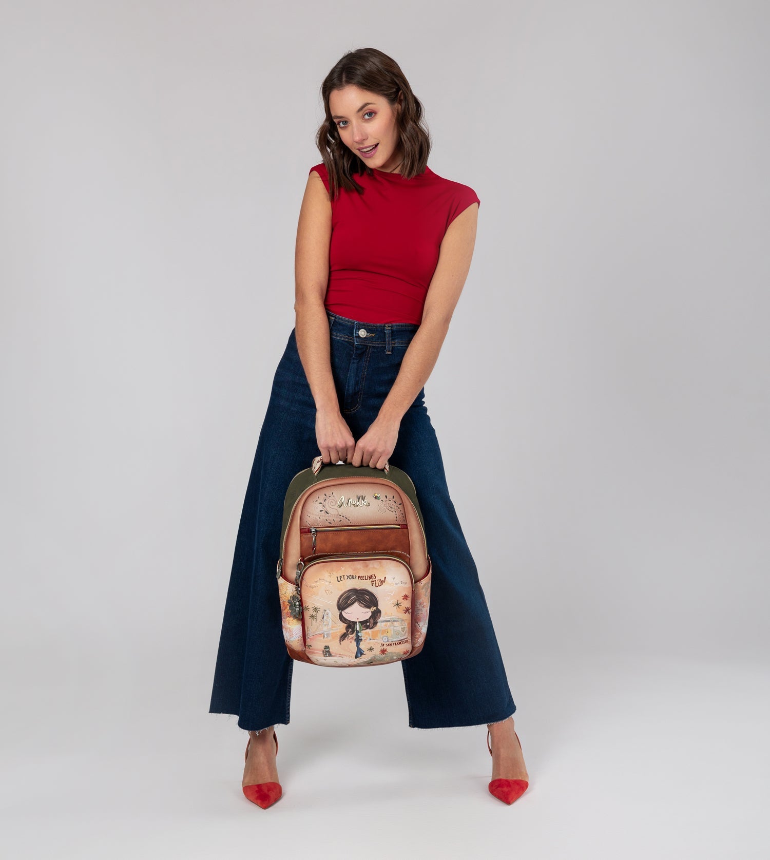 Mochila escolar Peace & Love Camel