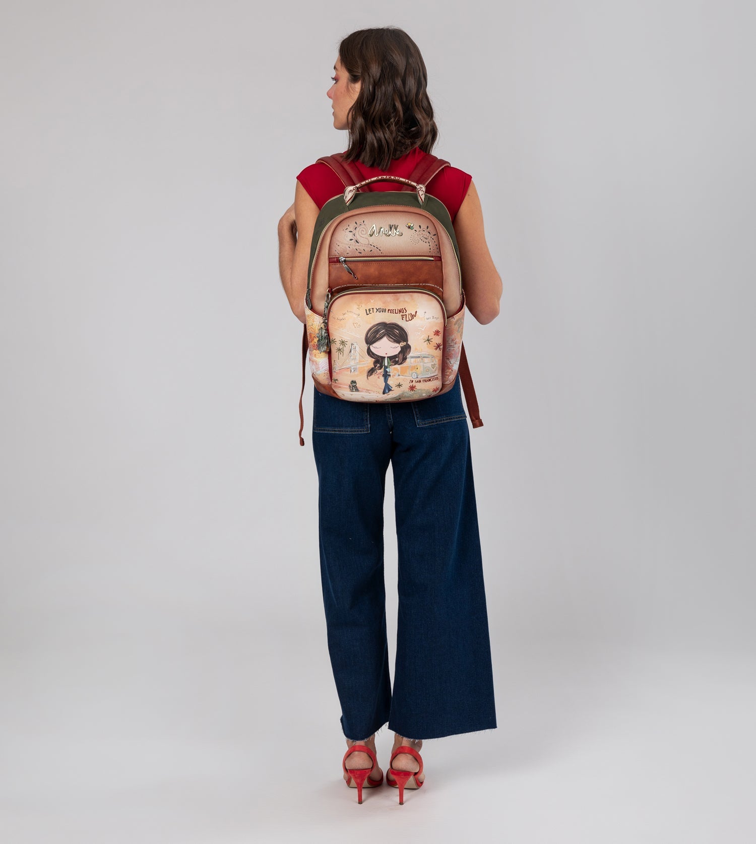 Mochila escolar Peace & Love Camel