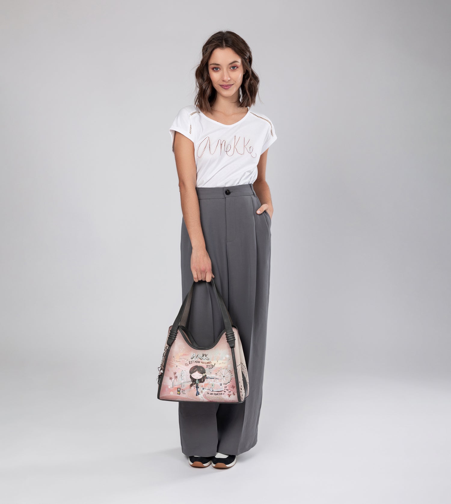 Bolso de hombro Peace & Love rosa